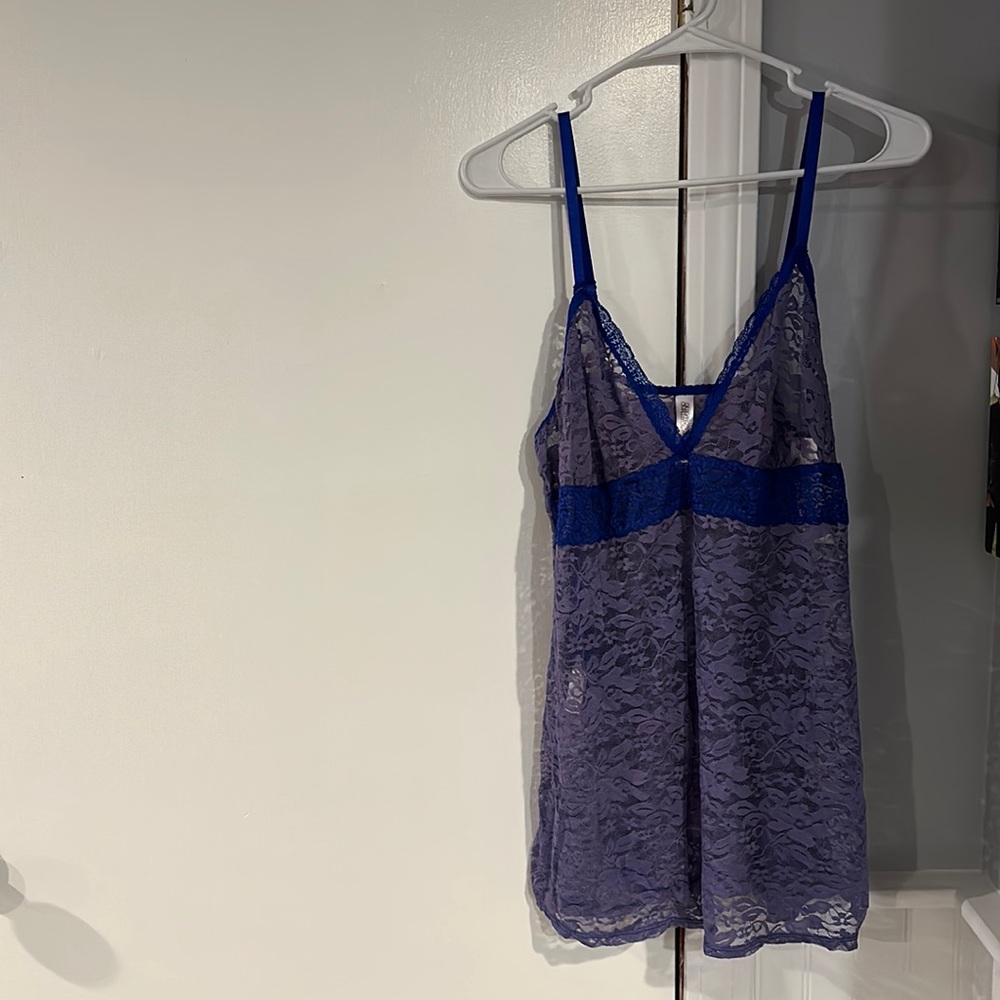 Lingerie - 2-piece Top and Thong, Size XL, Cobalt Blue